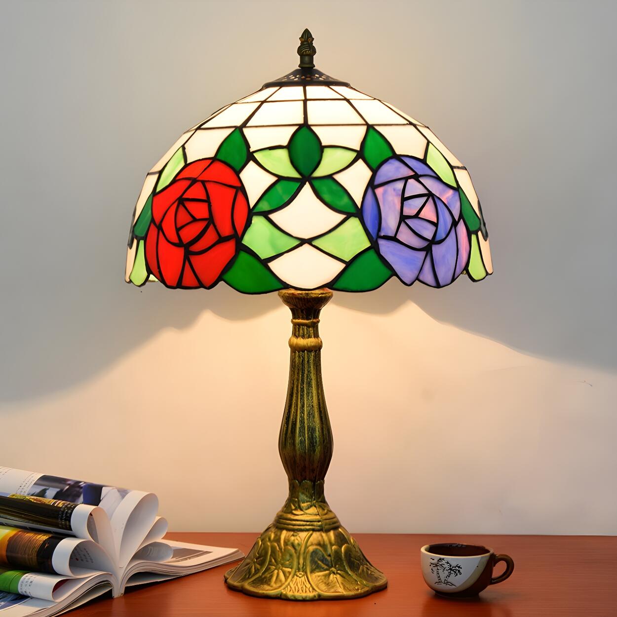 Elegant Tiffany Stained Glass Dome Decor Table Lamp