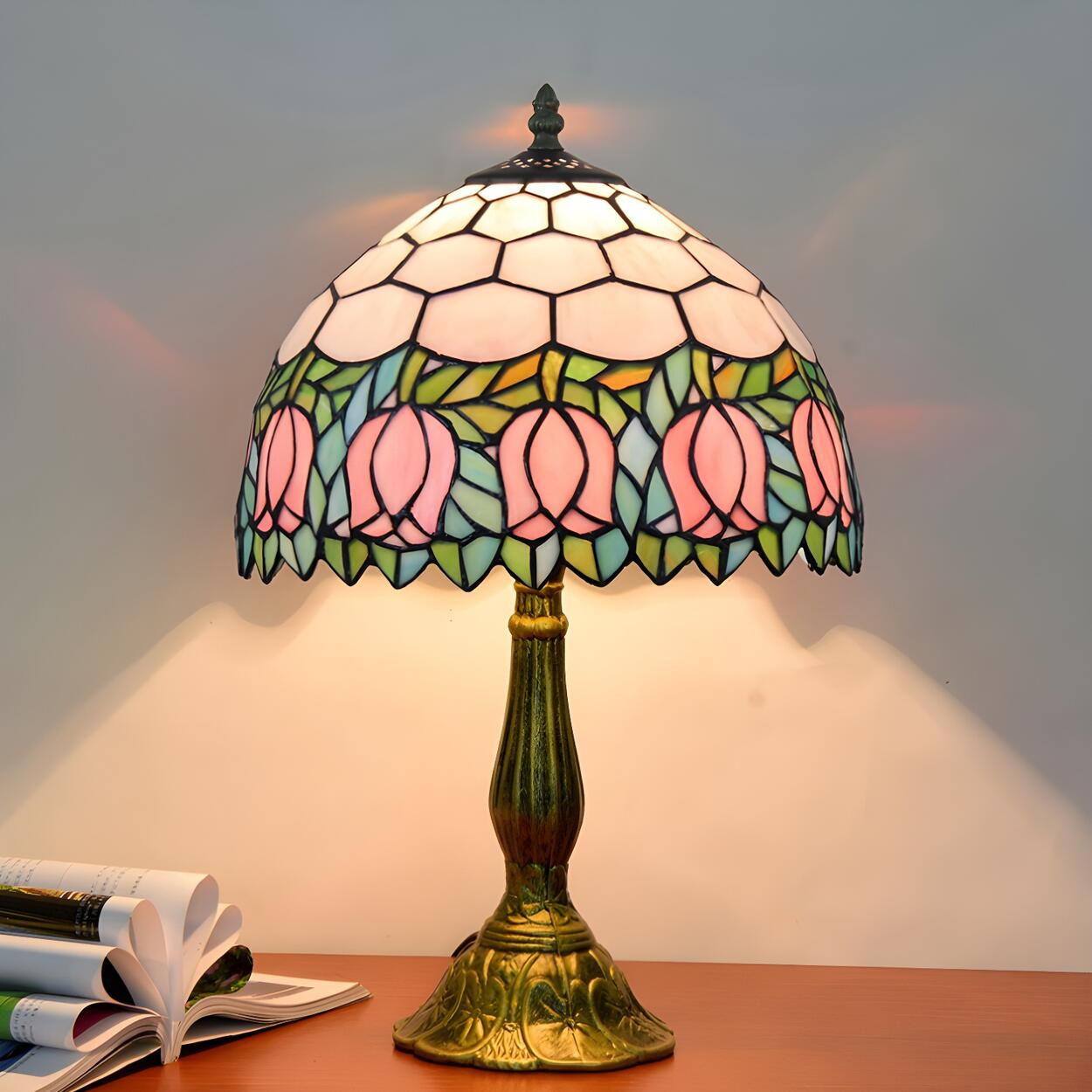 Elegant Tiffany Stained Glass Dome Decor Table Lamp