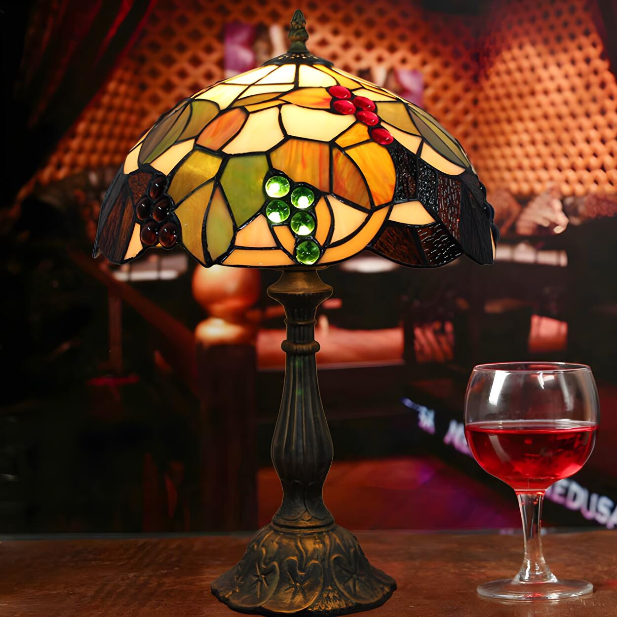 Elegant Tiffany Stained Glass Dome Decor Table Lamp