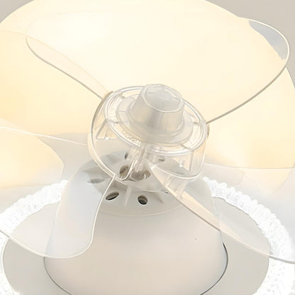 Elegant White Flower Flush LED Ceiling Fan with Light