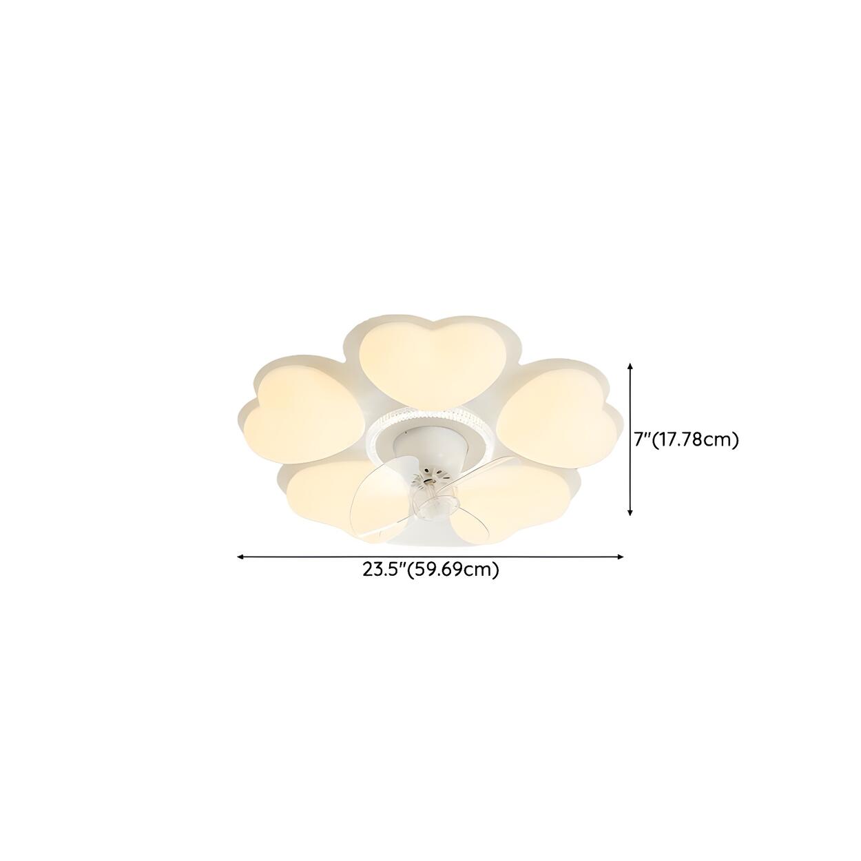 Elegant White Flower Flush LED Ceiling Fan with Light