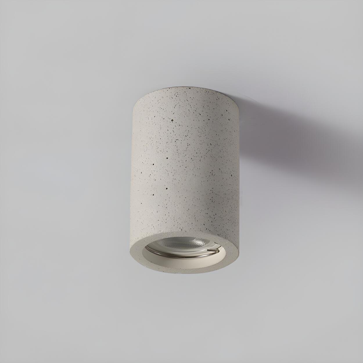 Entrance Simple Grey Stone Cylinder Flush Mount Light