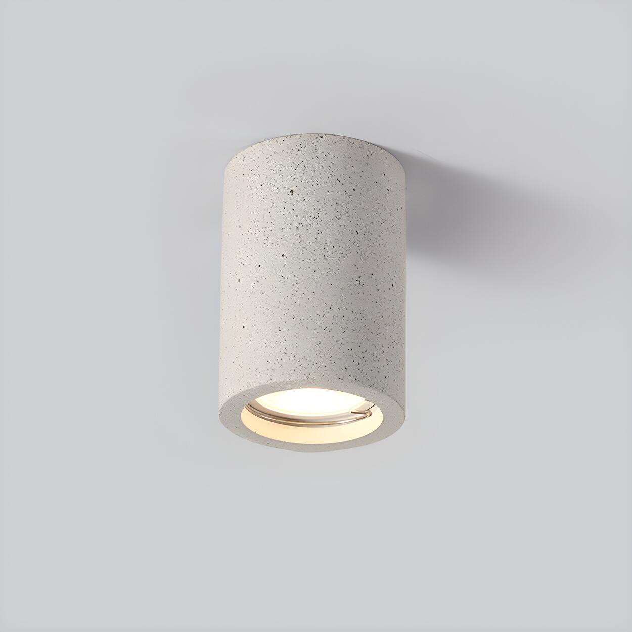 Entrance Simple Grey Stone Cylinder Flush Mount Light