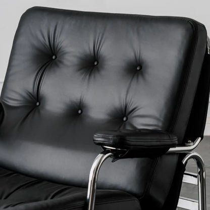 Ergonomic Brown Silicone Rubber Tufted Back Arm Chair