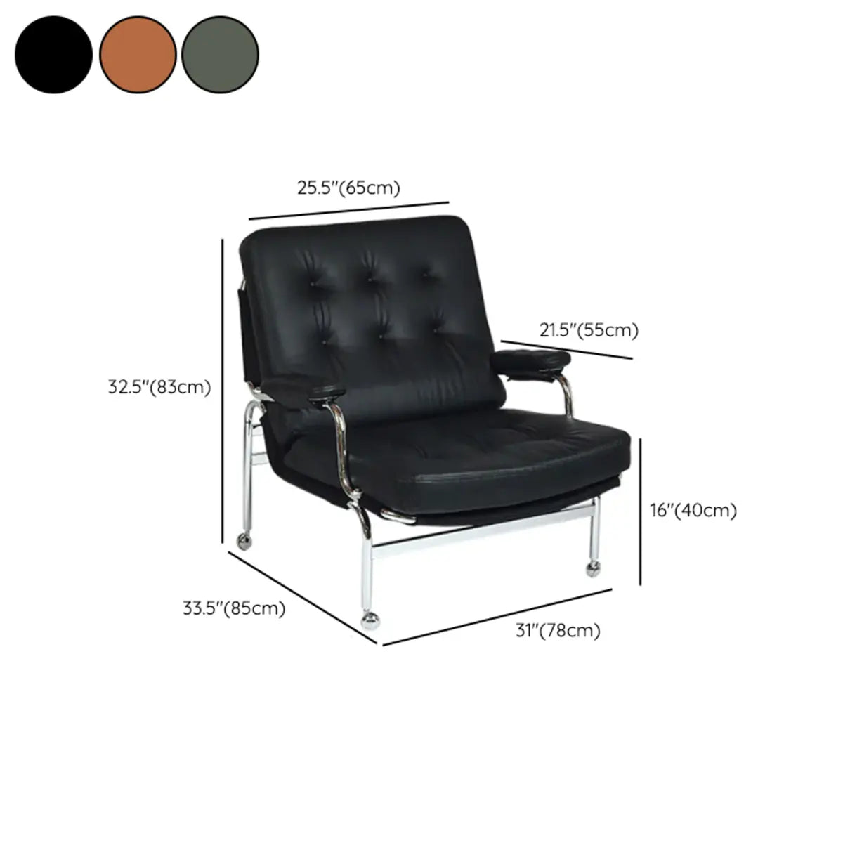 Ergonomic Brown Silicone Rubber Tufted Back Arm Chair