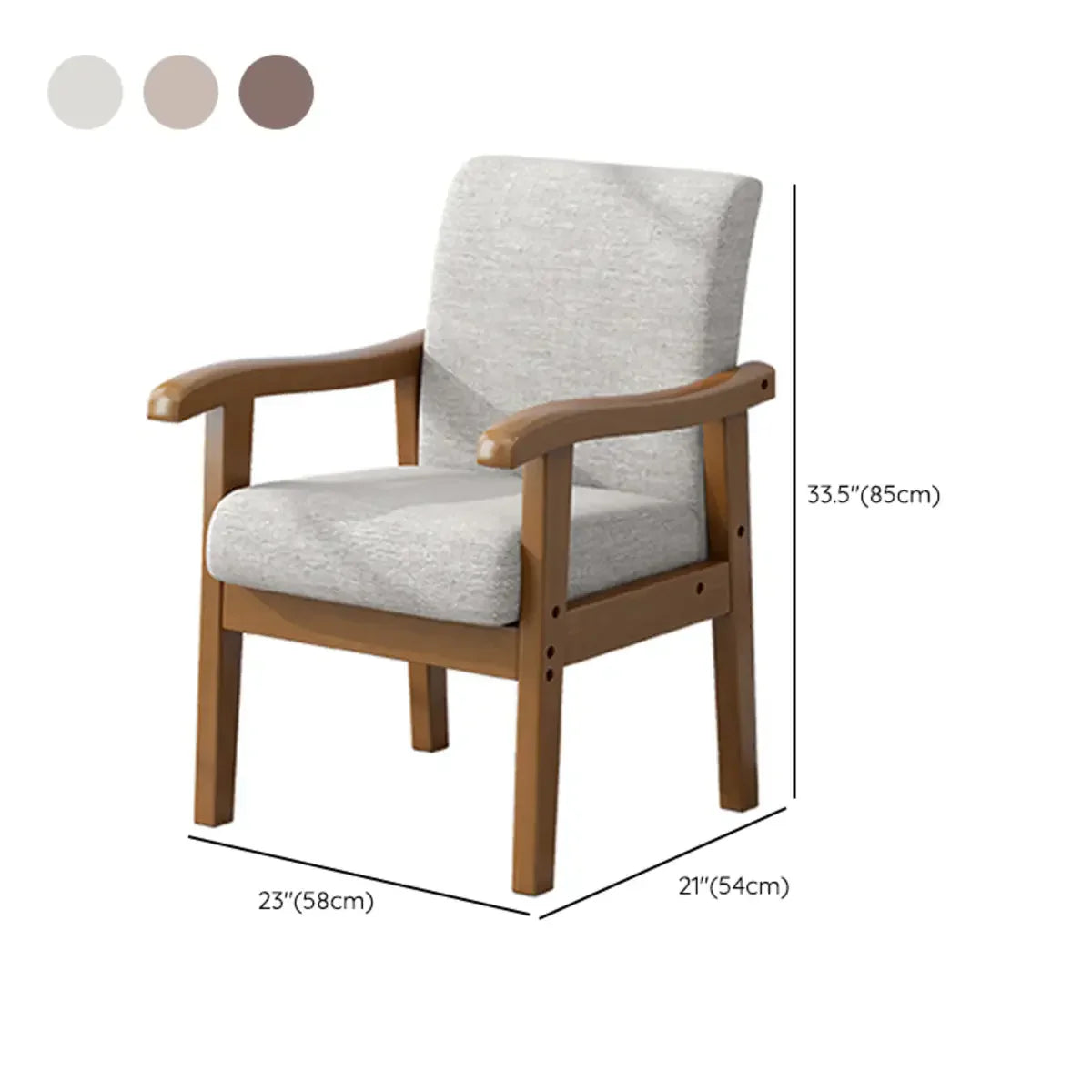 Ergonomic Coffee Cotton Linen Fixed Back Arm Chair