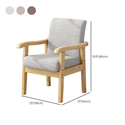 Ergonomic Coffee Cotton Linen Fixed Back Arm Chair