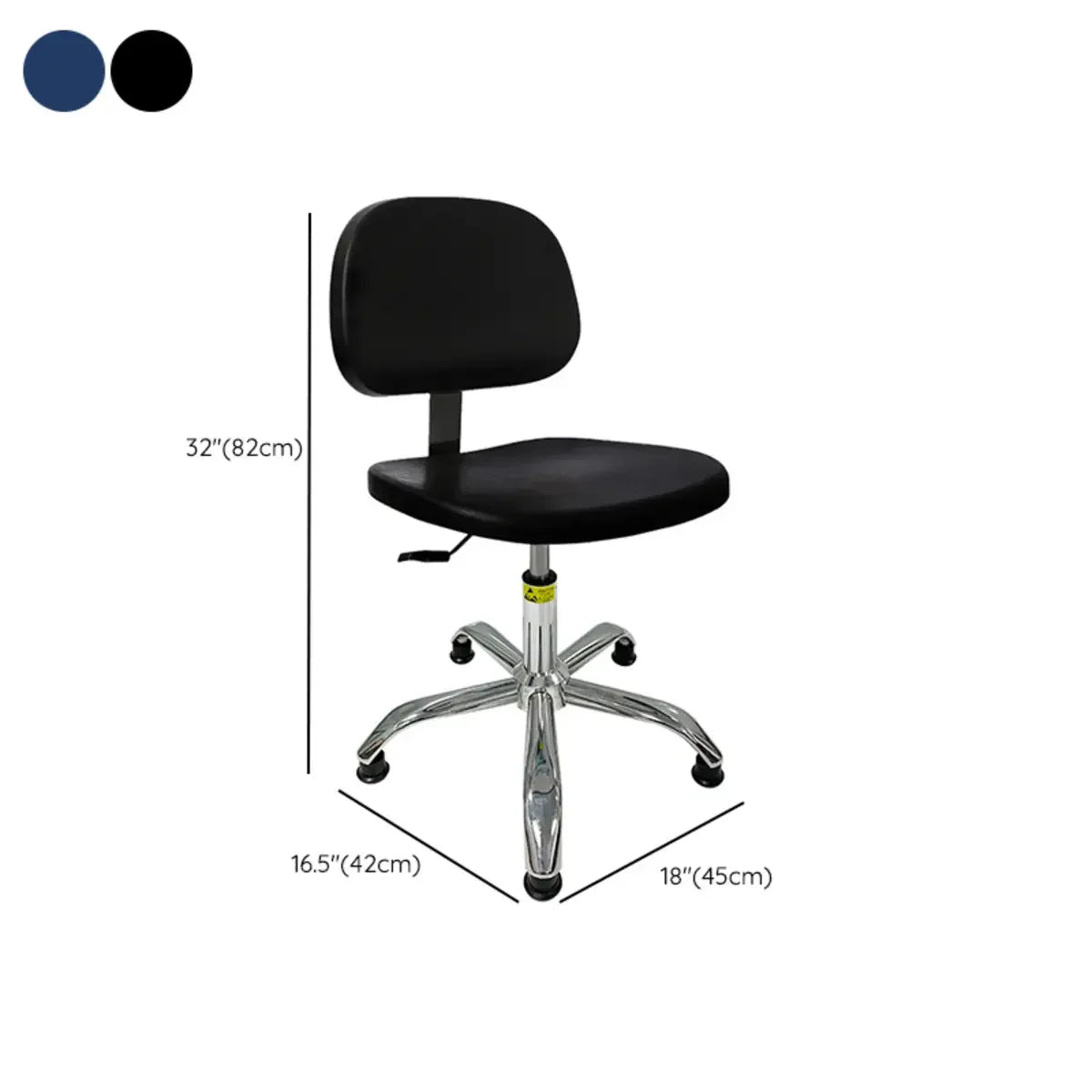 Ergonomic Metal Adjustable Office Stool Black Medium Seat