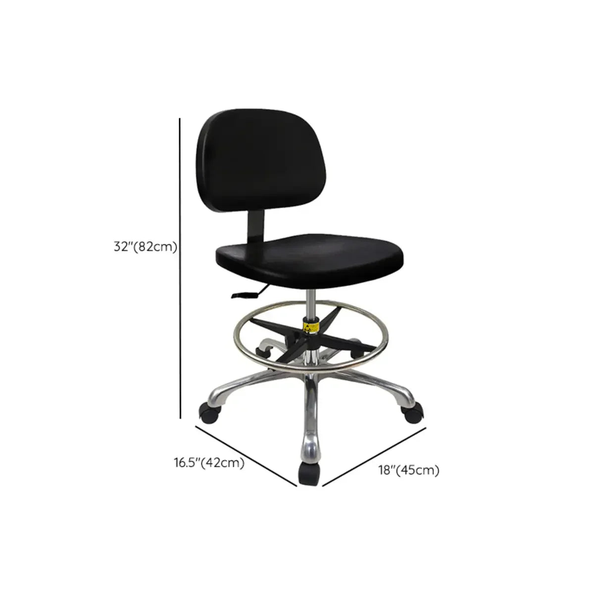 Ergonomic Metal Adjustable Office Stool Black Medium Seat