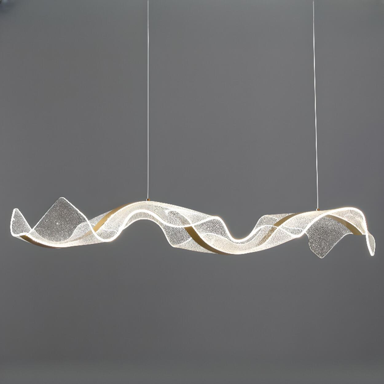 Exquisite Gold Wave LED Metal Island Pendant Light