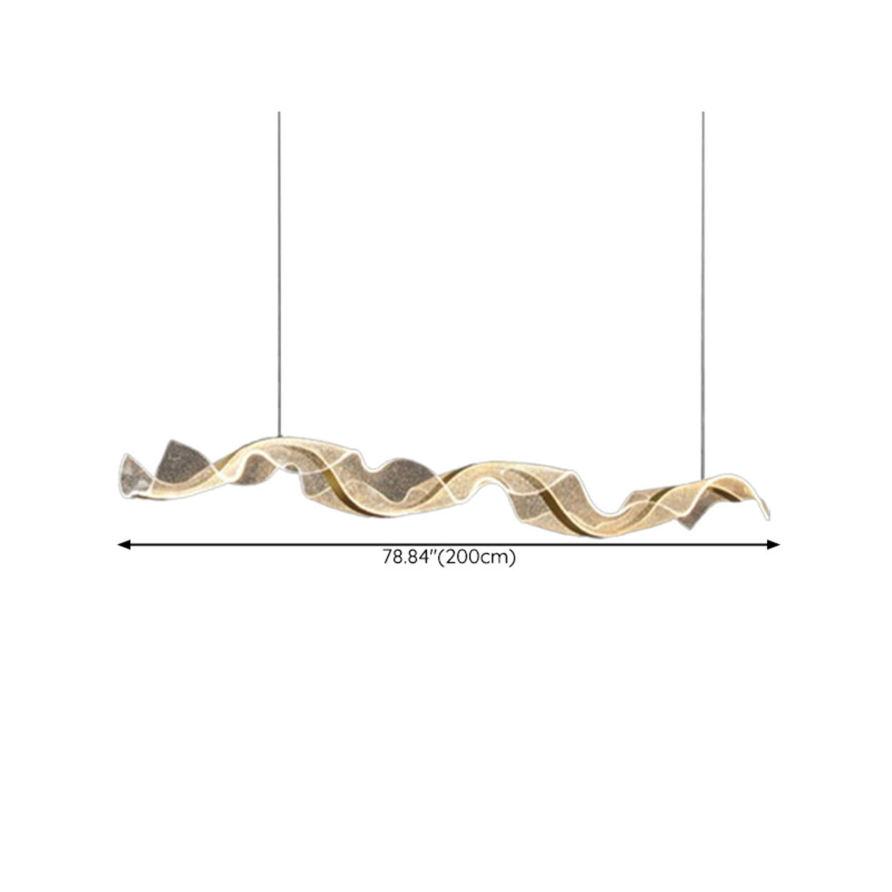 Exquisite Gold Wave LED Metal Island Pendant Light