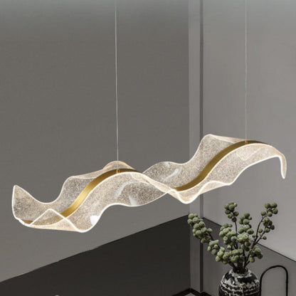 Exquisite Gold Wave LED Metal Island Pendant Light