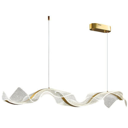 Exquisite Gold Wave LED Metal Island Pendant Light