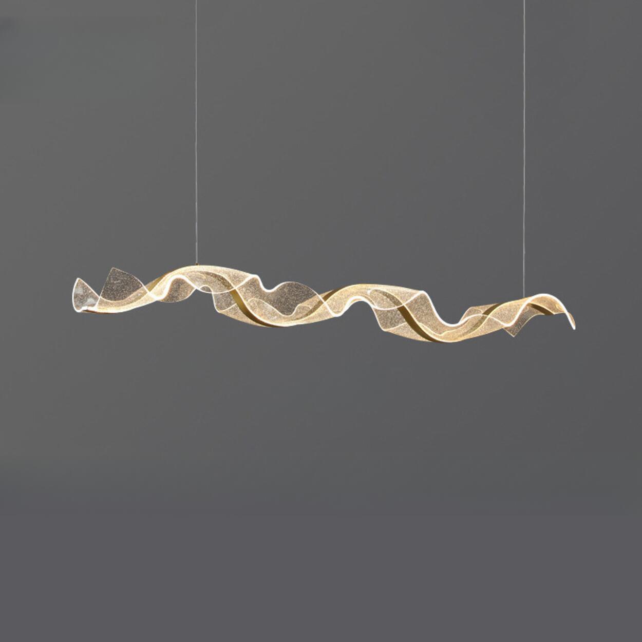 Exquisite Gold Wave LED Metal Island Pendant Light