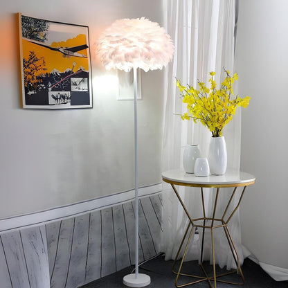 Fluffy Feather Shade Modern Tripod Metal Floor Lamp