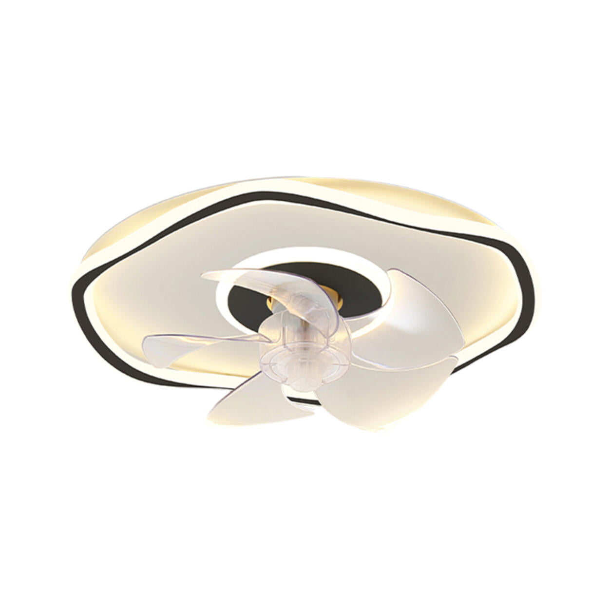 Flush Round Wave Modern Remote Ceiling Fan with Light