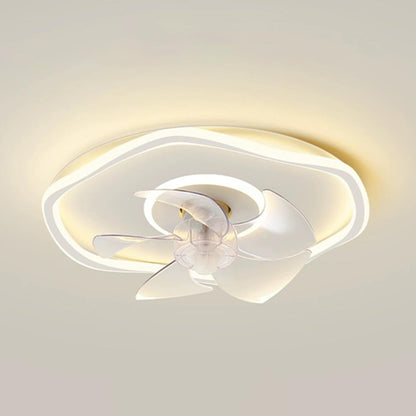 Flush Round Wave Modern Remote Ceiling Fan with Light