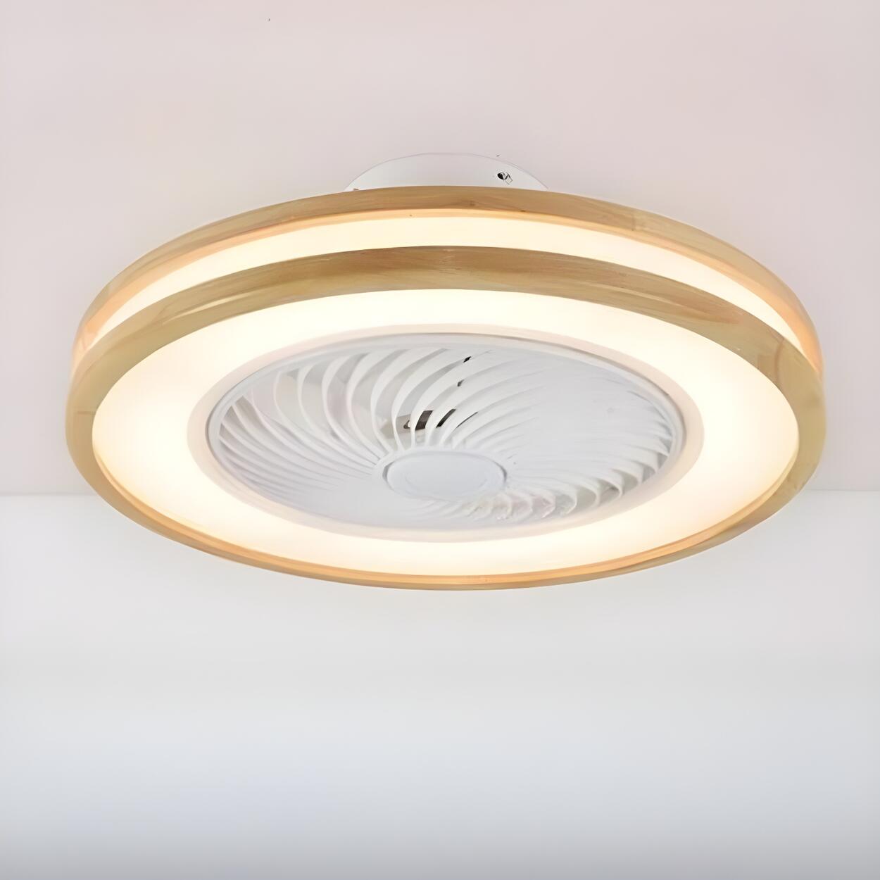 Flush Simple Round Remote Bladeless Ceiling Fan Light