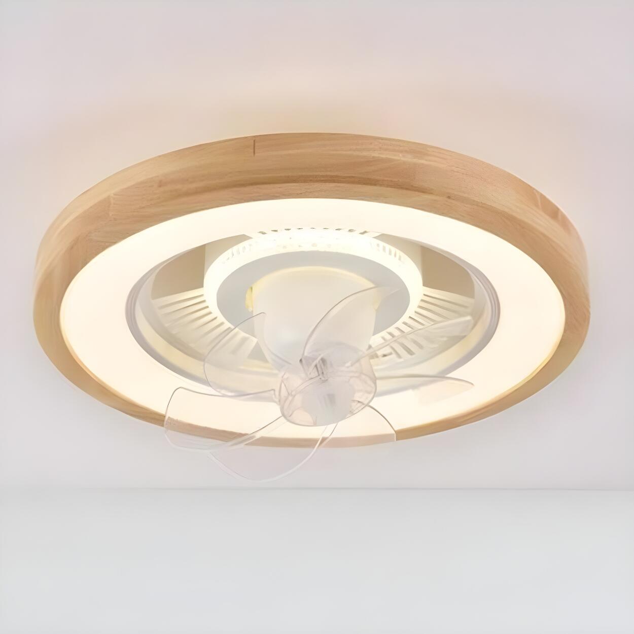 Flush Simple Round Remote Bladeless Ceiling Fan Light