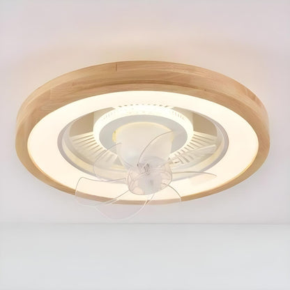 Flush Simple Round Remote Bladeless Ceiling Fan Light