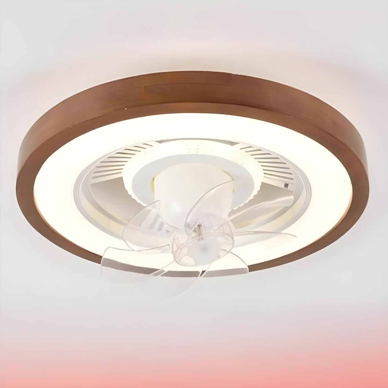 Flush Simple Round Remote Bladeless Ceiling Fan Light