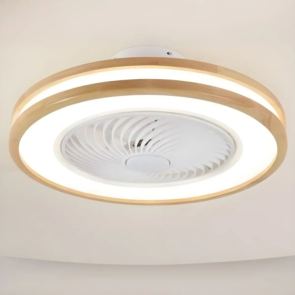 Flush Simple Round Remote Bladeless Ceiling Fan Light