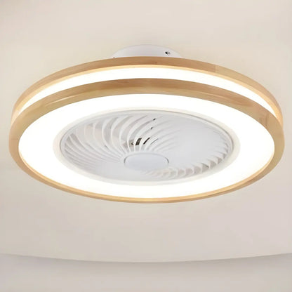 Flush Simple Round Remote Bladeless Ceiling Fan Light