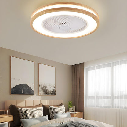 Flush Simple Round Remote Bladeless Ceiling Fan Light