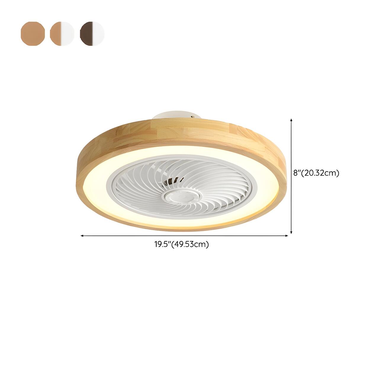 Flush Simple Round Remote Bladeless Ceiling Fan Light