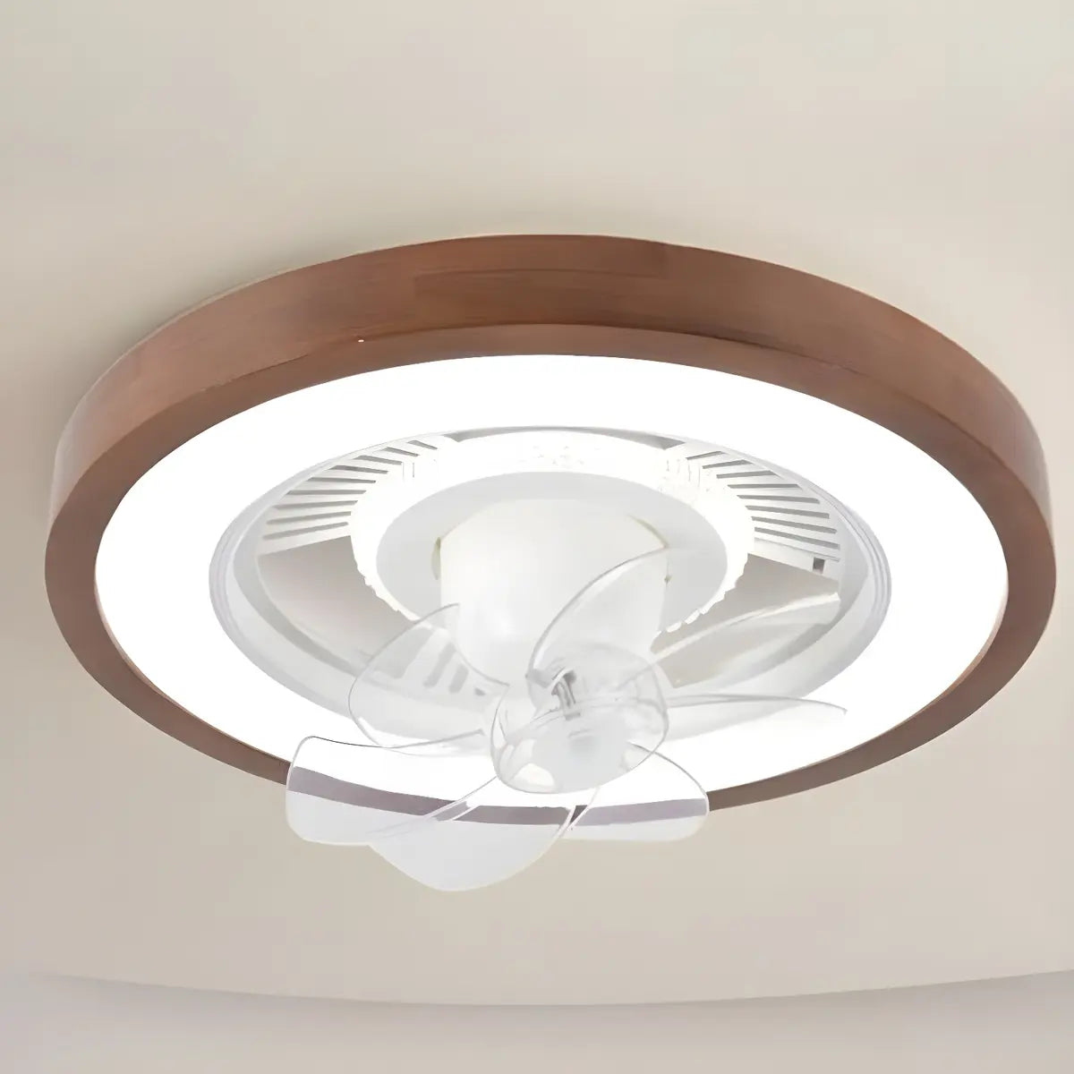 Flush Simple Round Remote Bladeless Ceiling Fan Light