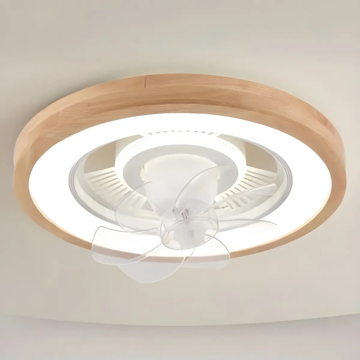 Flush Simple Round Remote Bladeless Ceiling Fan Light