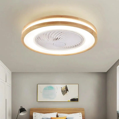 Flush Simple Round Remote Bladeless Ceiling Fan Light