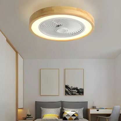 Flush Simple Round Remote Bladeless Ceiling Fan Light