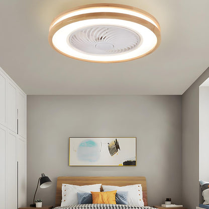 Flush Simple Round Remote Bladeless Ceiling Fan Light