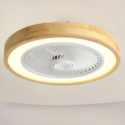 Flush Simple Round Remote Bladeless Ceiling Fan Light