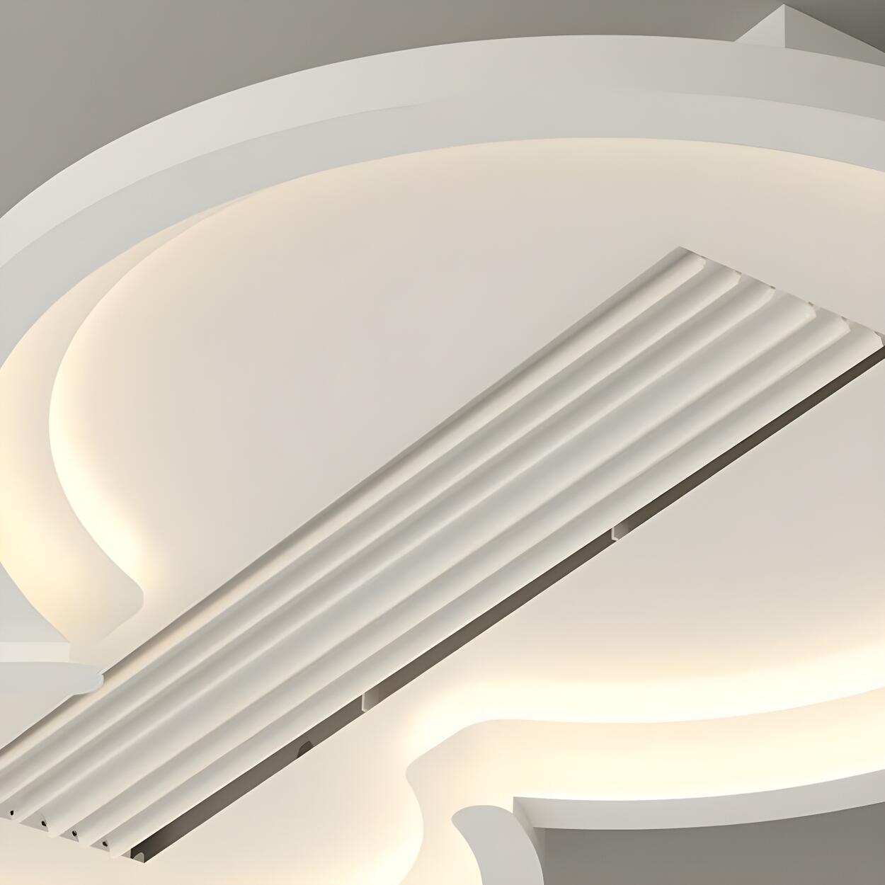 Flush White Geometric Bladeless Ceiling Fan with Light