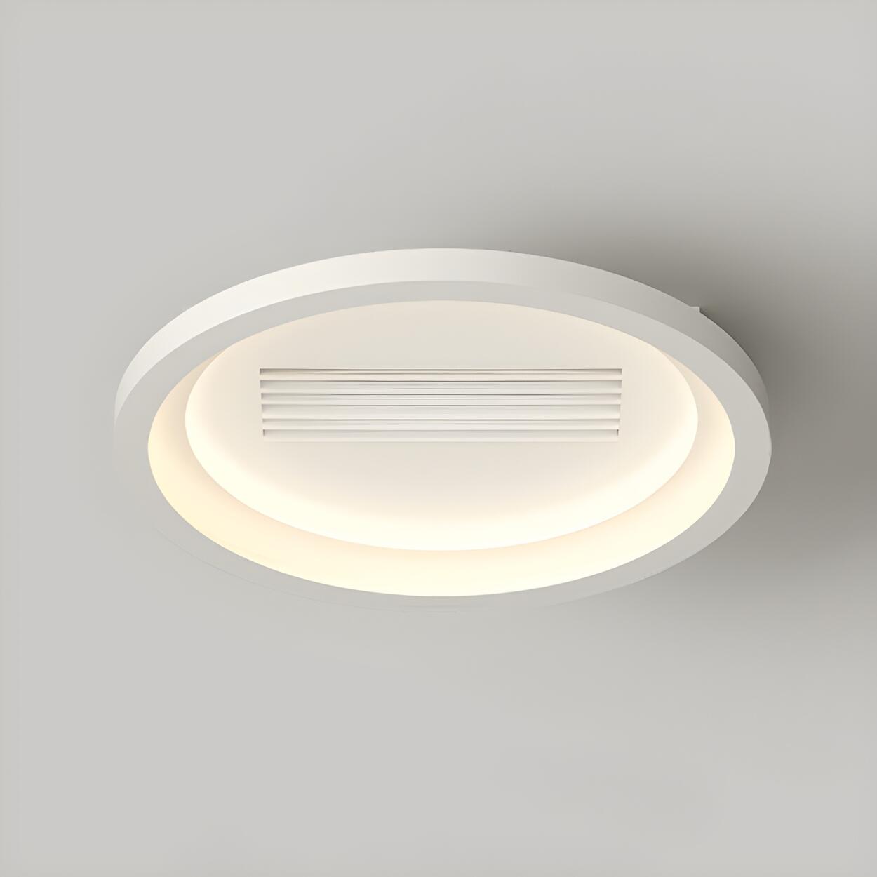 Flush White Geometric Bladeless Ceiling Fan with Light