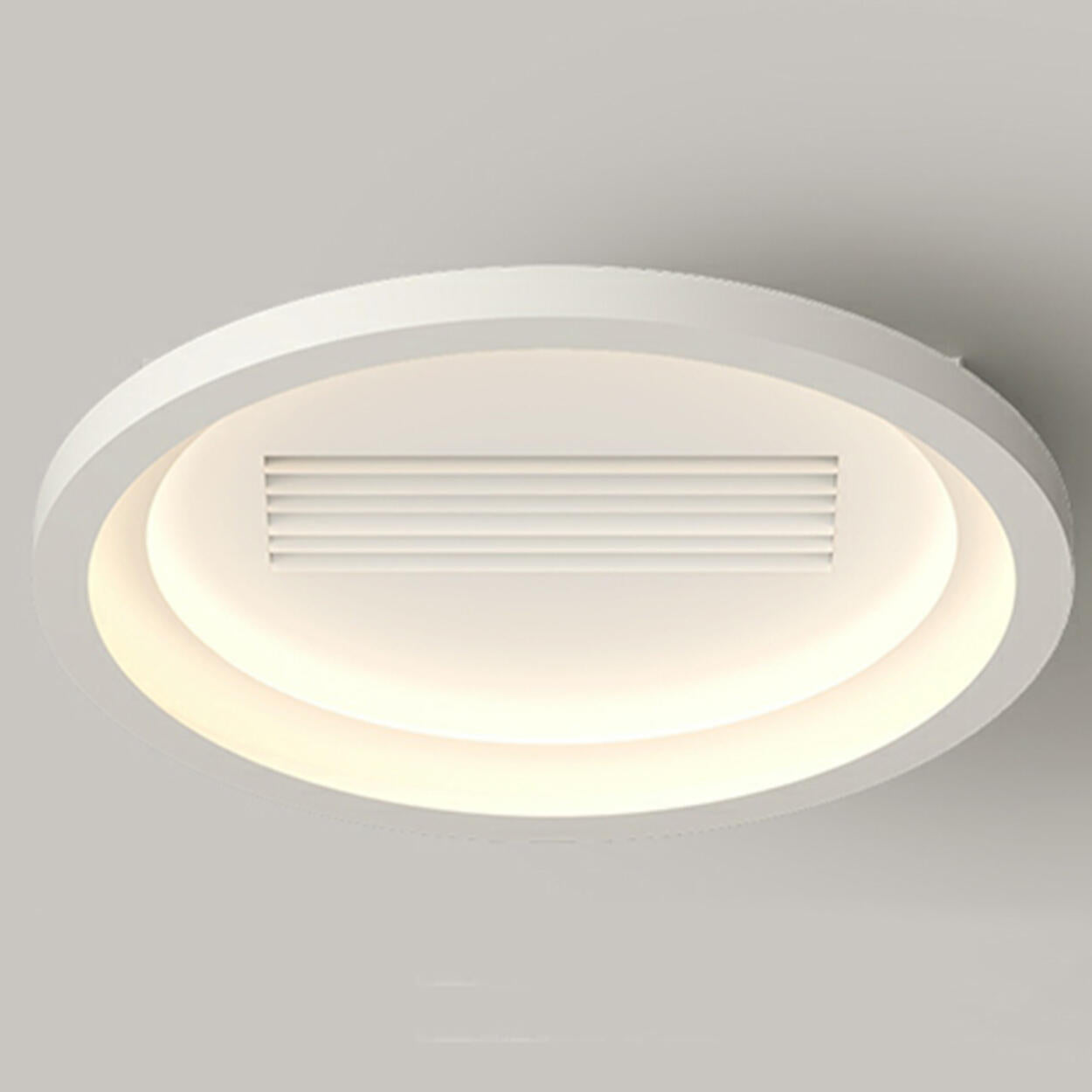 Flush White Geometric Bladeless Ceiling Fan with Light