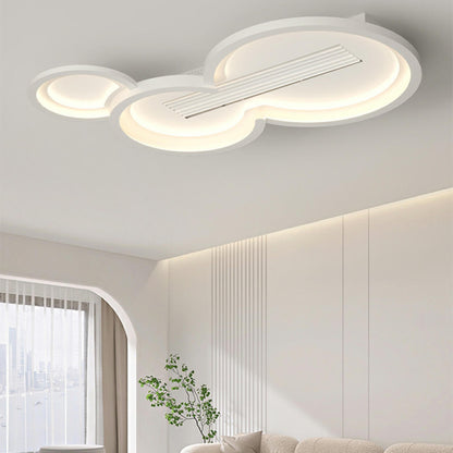 Flush White Geometric Bladeless Ceiling Fan with Light