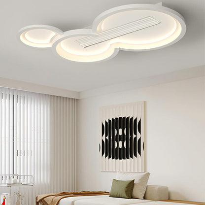 Flush White Geometric Bladeless Ceiling Fan with Light