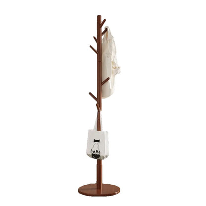 Freestanding Bedroom Walnut Wood Hooks Narrow Coat Rack