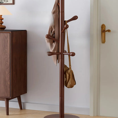 Freestanding Bedroom Walnut Wood Hooks Narrow Coat Rack