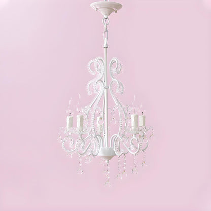 Girly Pink Crystal Nordic Clear Crystal Candle Chandelier