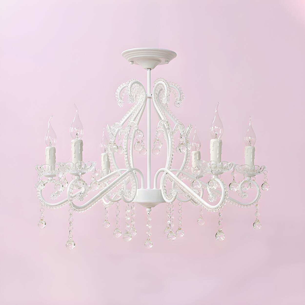 Girly Pink Crystal Nordic Clear Crystal Candle Chandelier