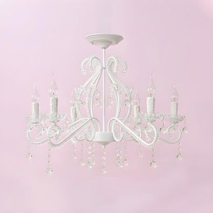 Girly Pink Crystal Nordic Clear Crystal Candle Chandelier