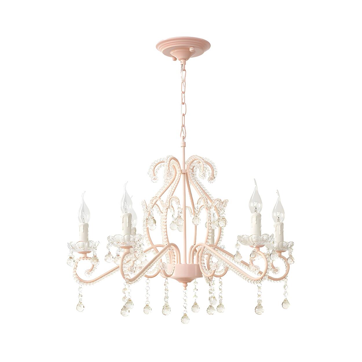 Girly Pink Crystal Nordic Clear Crystal Candle Chandelier