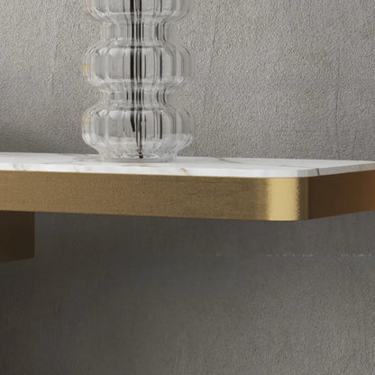 Glam Abstract Gold Metal Console Table with Stone Top