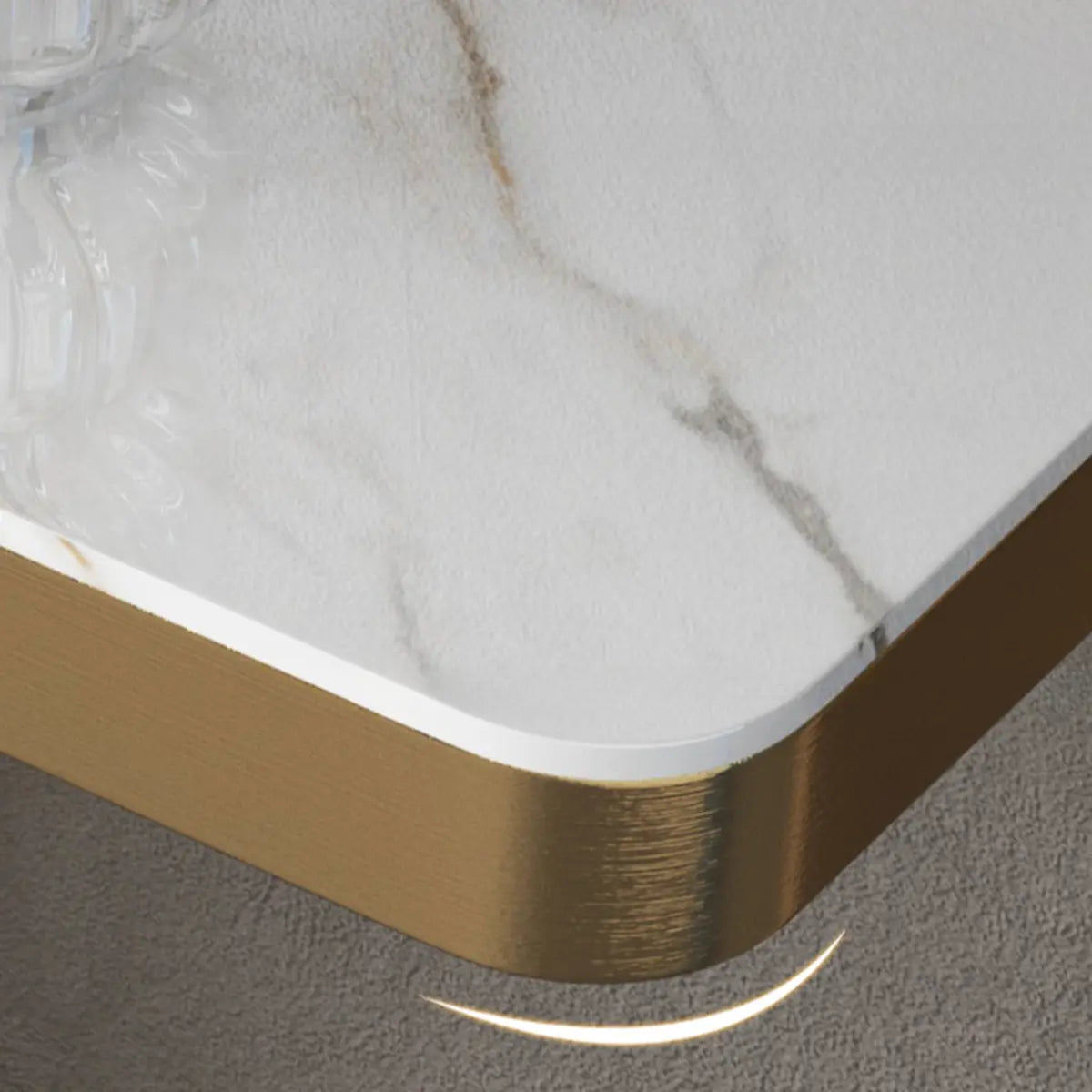 Glam Abstract Gold Metal Console Table with Stone Top