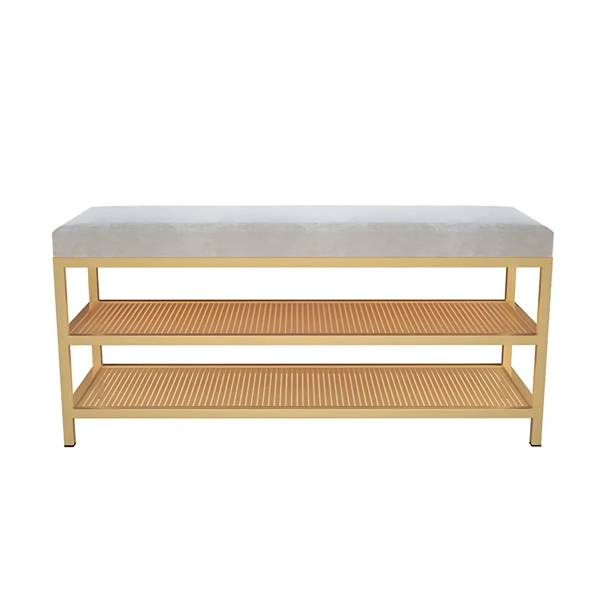 Glam Grey Velvet Metal Legs Shoe Storage Entryway Bench