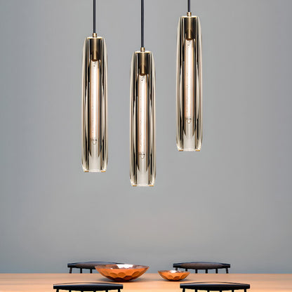 Gold Cylinder Crystal Kitchen Island Pendant Lights